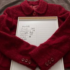Hobbs candy apple red wool jacket size 8 wool mohair blend so Taylor Core
